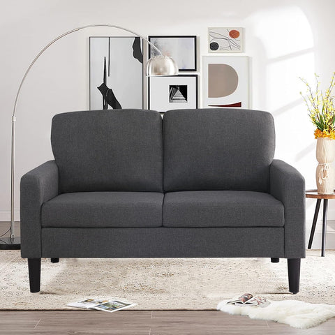 BEEY Small Couches for Small Spaces, 53" Loveseat Sofa for Bedroom, Mid Century Modern Sofa with Linen Fabric and Button Tufted, 2 Seater Love Seat Couch for Living Room,Office, Apartment (Dark Grey)(Dark Grey)